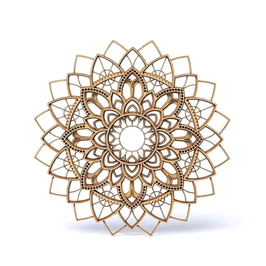 Veggskraut úr tré, Mandala, 25 cm