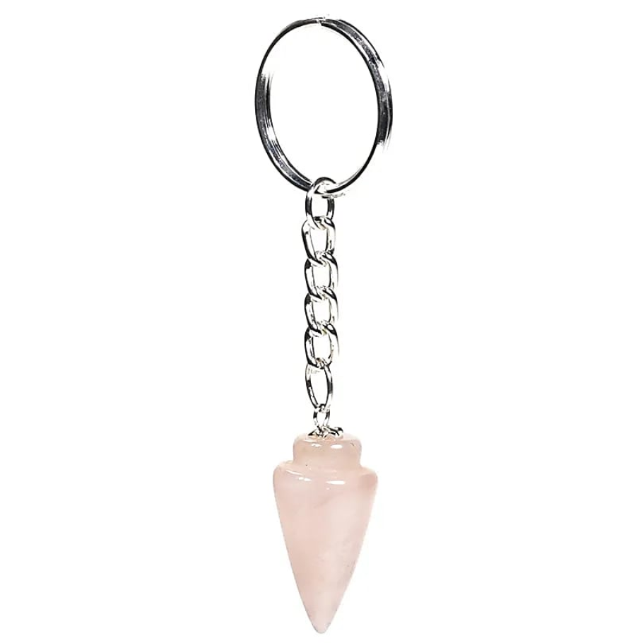 Lyklakippa með pendúl úr rose quartz kristal.