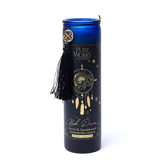 Manifestation kerti, soja. Boho dreams. Sandalviður og myrra. 300 gr.