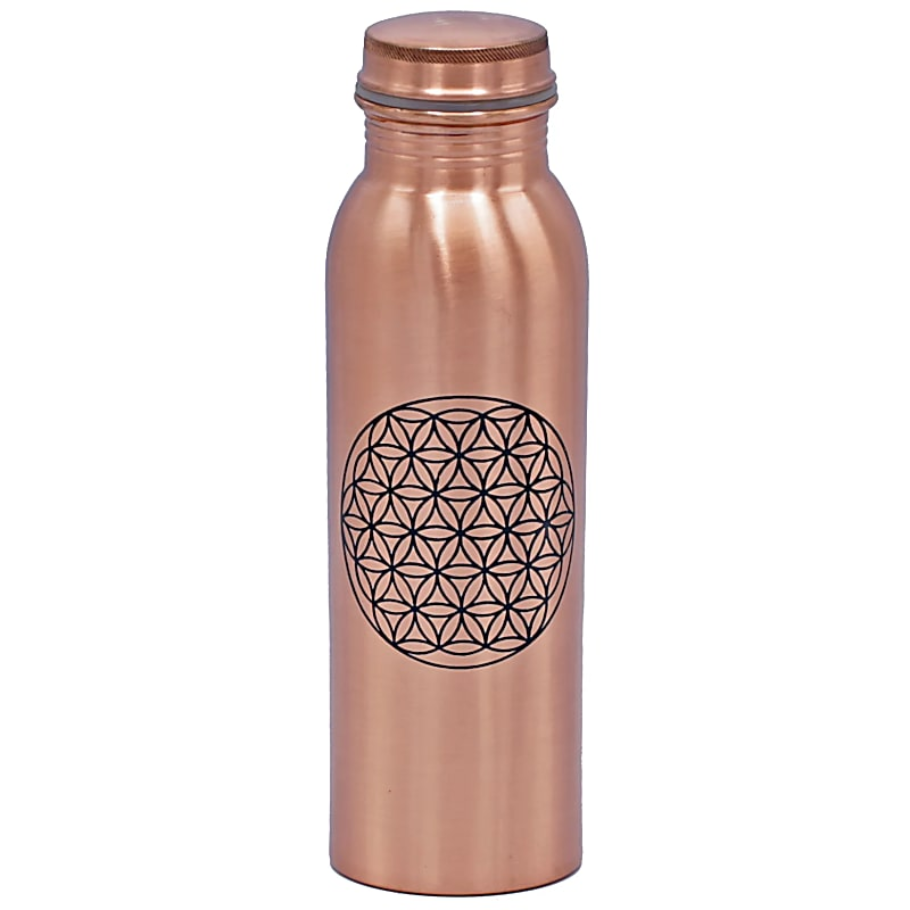Koparflaska slétt, 750 ml, flower of life