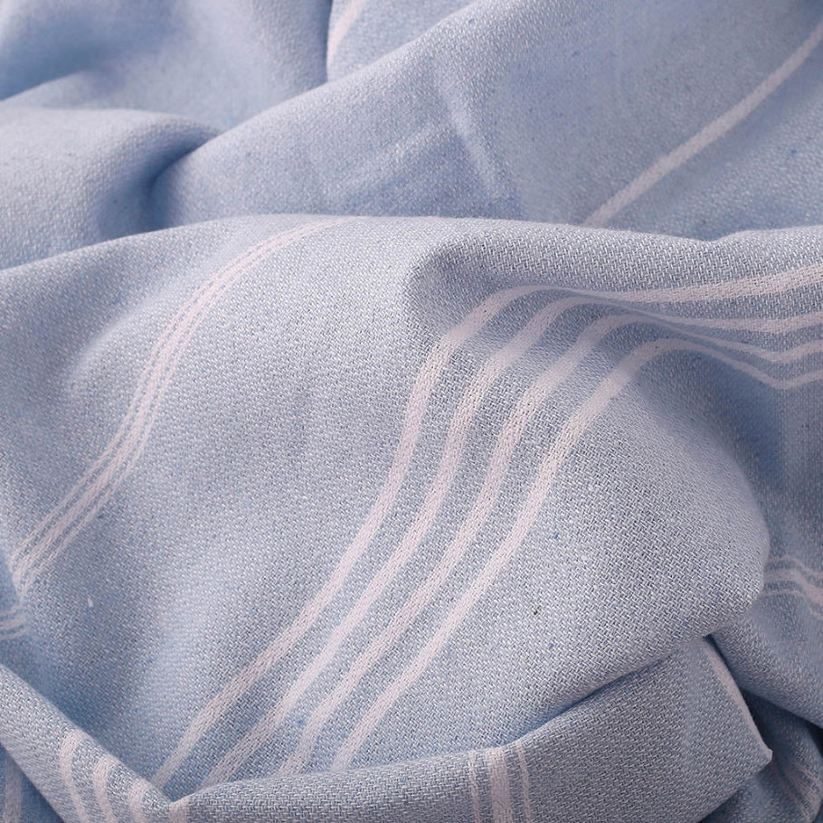 Ljósblátt Hammam handklæði, 95 x 170 cm, endurunnin bómull