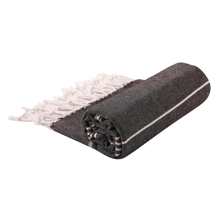 Svart Hammam handklæði, 95 x 175 cm, endurunnin bómull
