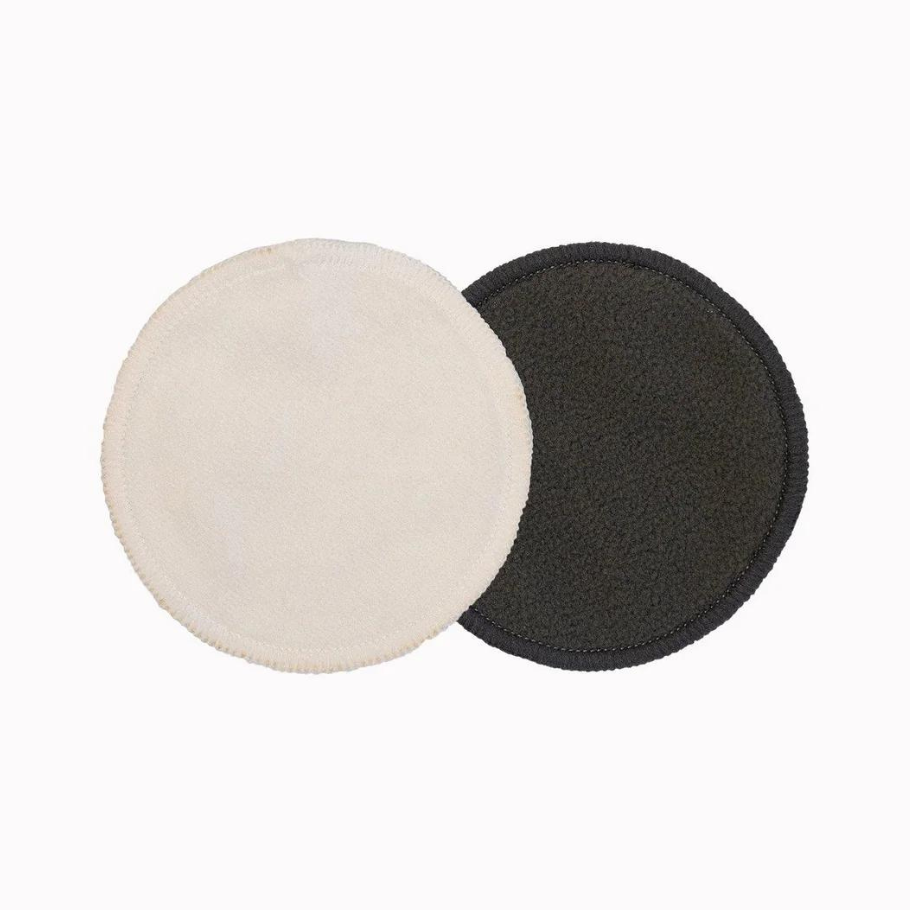 Andlitshreinsiskífur úr bambus - gráar og hvítar, 12 stk. í poka.