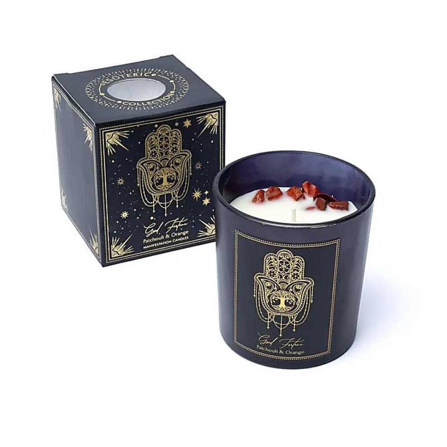 Manifestation kerti, soja. Good fortune. Patchouli og appelsína. 120 gr