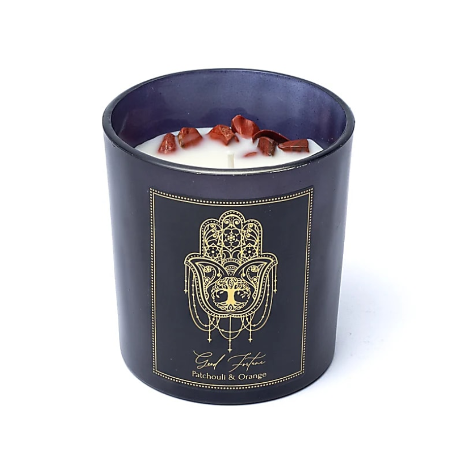 Manifestation kerti, soja. Good fortune. Patchouli og appelsína. 120 gr