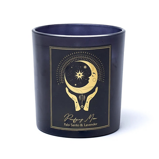 Manifestation kerti, soja. Purifying moon. Palo santo og lavender. 120 gr.