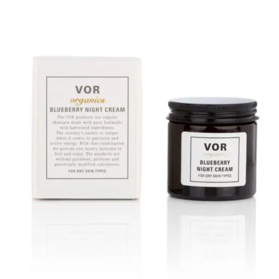 Næturkrem fyrir þurra húð, íslensk bláber og hýalúron sýra, 60 ml - Vor Organics