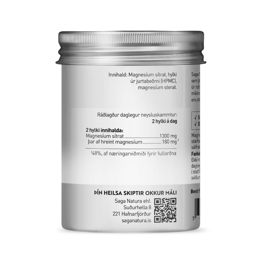 Magnesium sítrat 60 hylki - Saga Natura