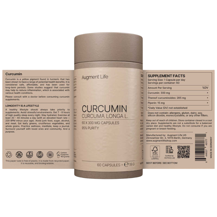 Curcumin 300 mg, 60 hylki - Augment Life