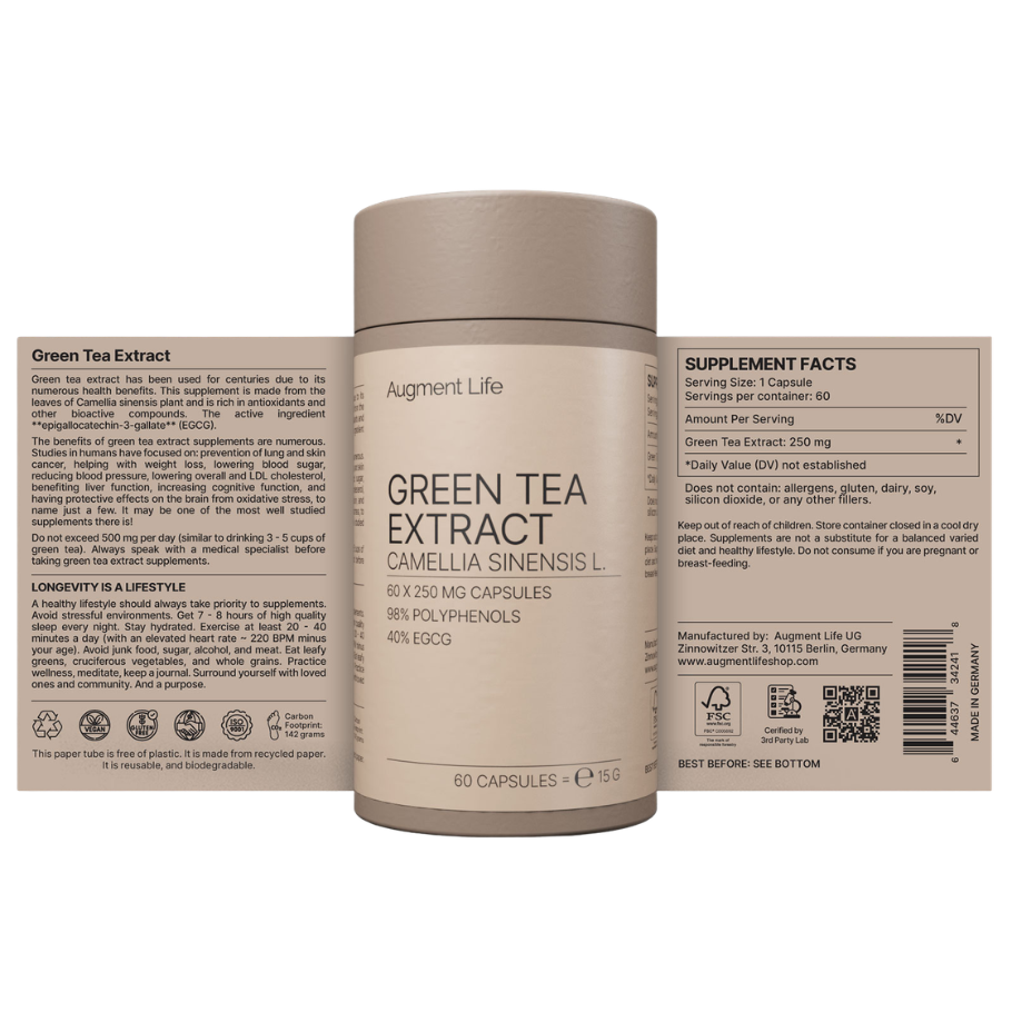 Green Tea Extract 250 mg, 60 hylki - Augment Life