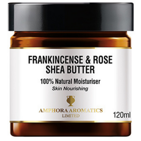 Shea smjör húðkrem, Frankincense & rósailmur 120 ml