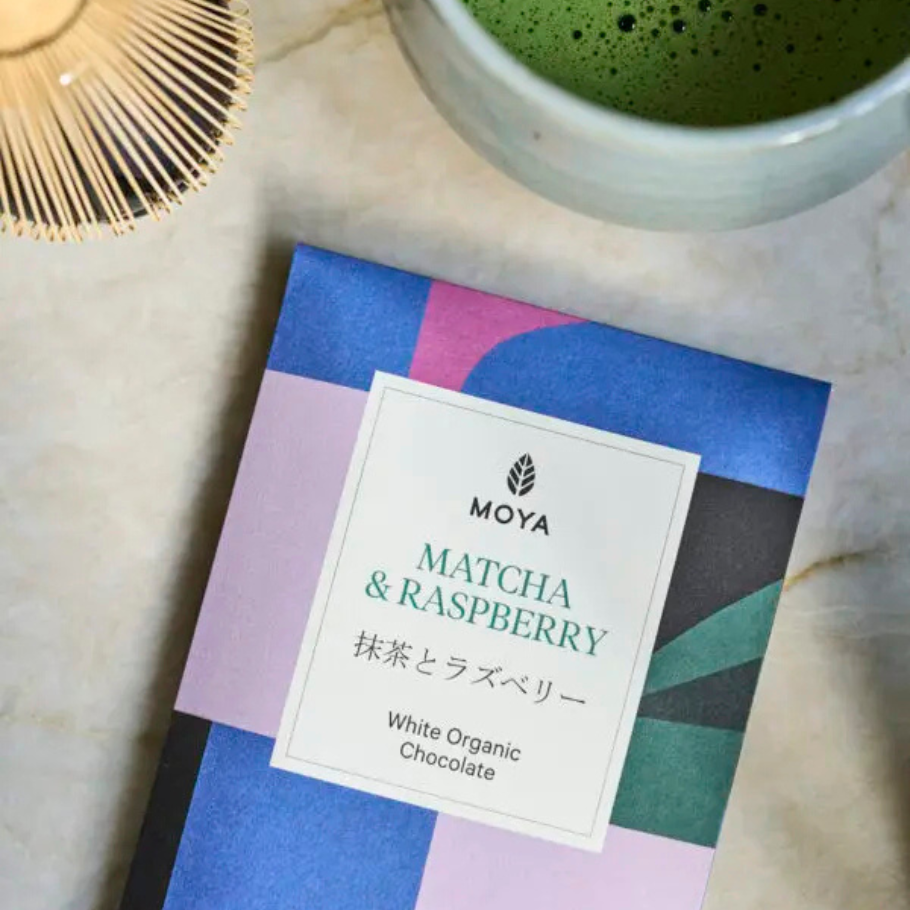 Matcha og hindberja súkkulaði 80 gr.
