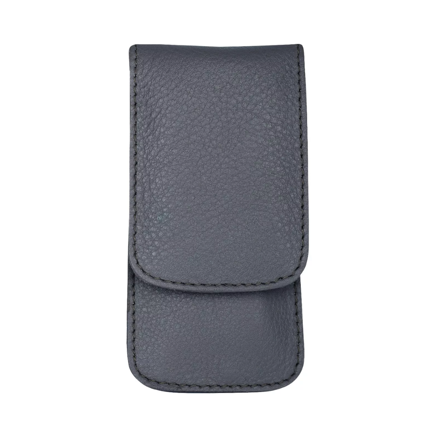 Ferða snyrtisett, 3 hlutir, brúnt leðurhulstur