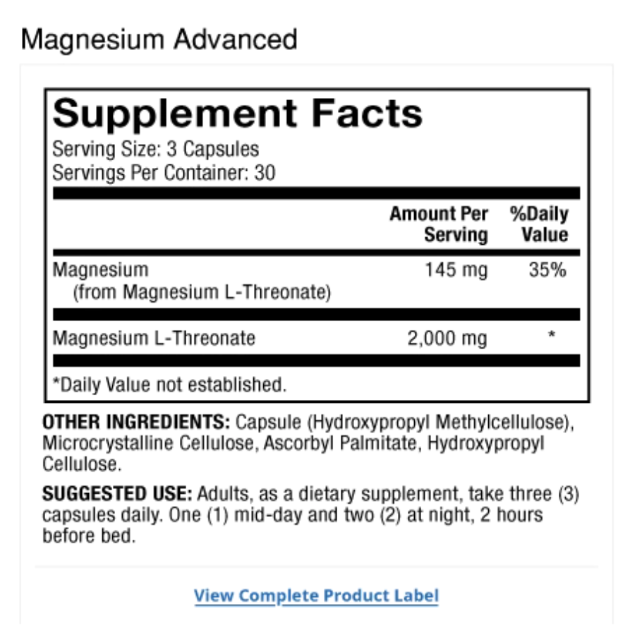 Magnesium L-Threonate, 90 hylki - Mercola