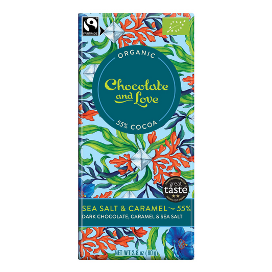 Sjávarsalt og karamella 80 gr. 55% Chocolate and Love, lífrænt