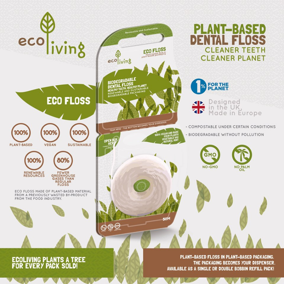Tannþráður, Eco Floss, 50 mtr. Vegan.