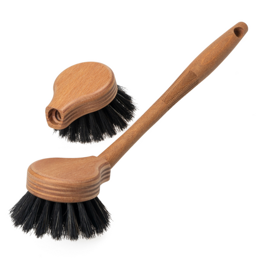 Uppþvottabursti, olíuborið tré, skraut hand, dökk hrosshár