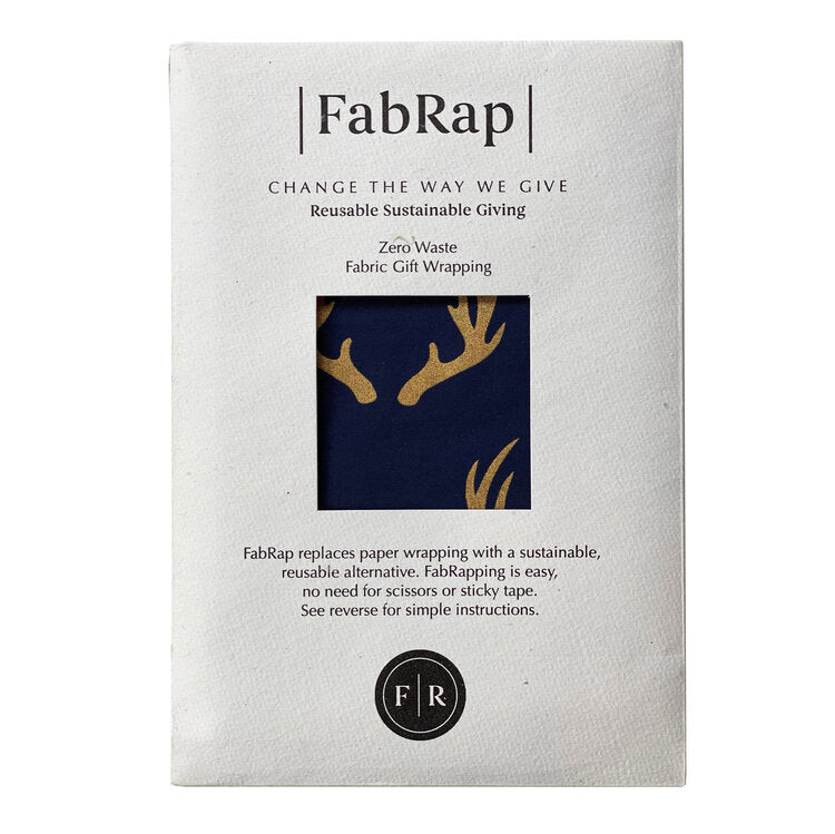 Innpökkunarklútur - Furoshiki - einfalt efni, blátt með hreindýrahornum