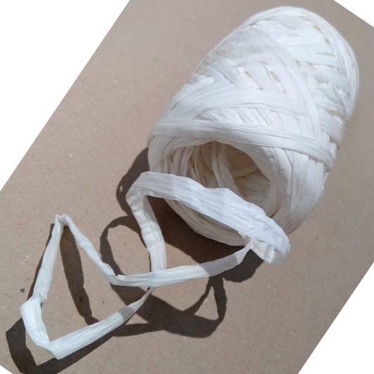 Raffia, hvítt pappírs pakkaband - 45 mtr.