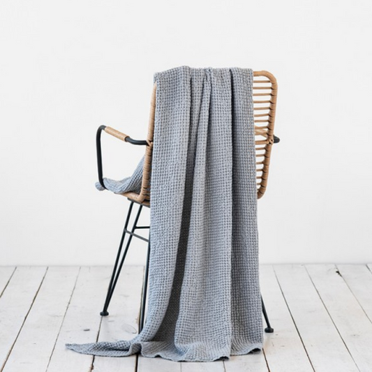 Rúmteppi úr hör 260x240, ljós grátt