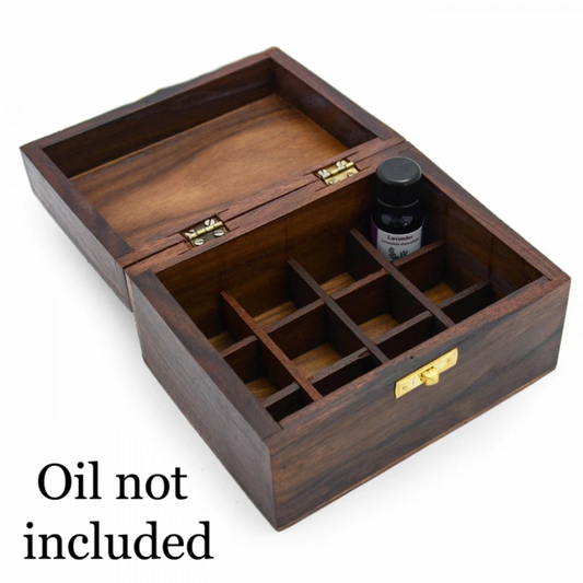 Viðarbox fyrir 12 stk ilmolíur