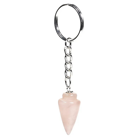 Lyklakippa með pendúl úr rose quartz kristal.