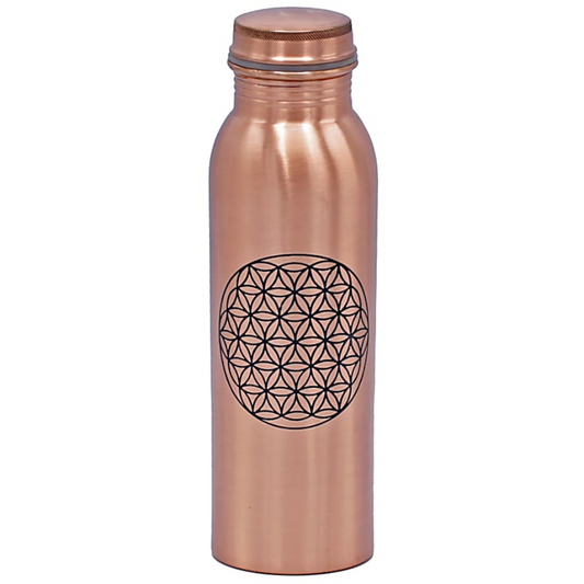 Koparflaska slétt, 750 ml, flower of life