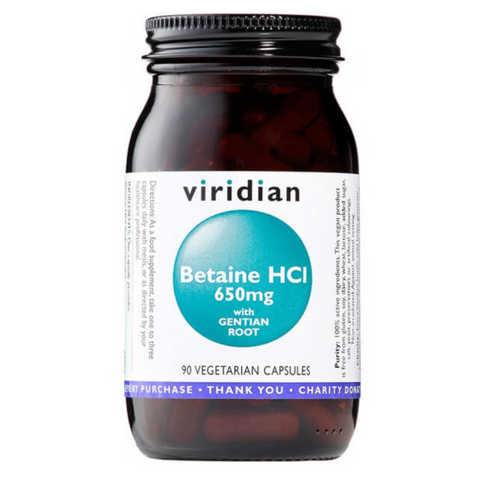 Betaine HCL og Gentian 650mg,