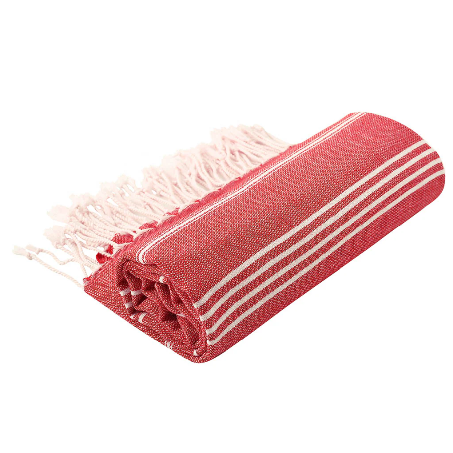 Rautt Hammam handklæði, 95 x 170 cm, endurunnin bómull