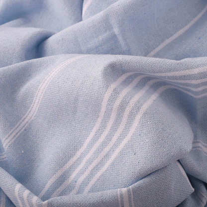 Ljósblátt Hammam handklæði, 95 x 170 cm, endurunnin bómull