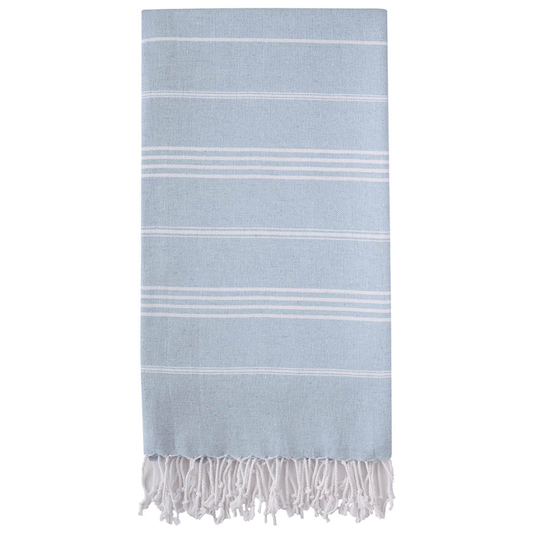 Ljósblátt Hammam handklæði, 95 x 170 cm, endurunnin bómull