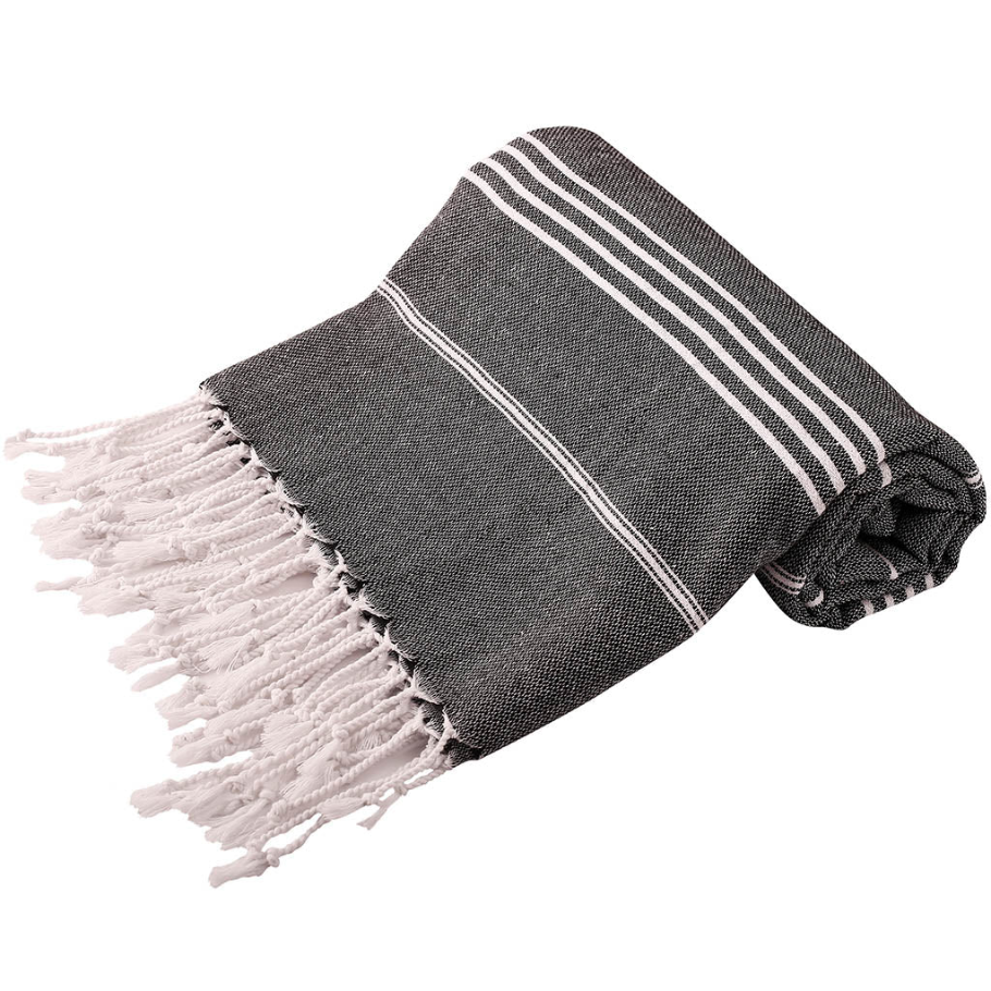 Svart Hammam handklæði, 95 x 175 cm, endurunnin bómull