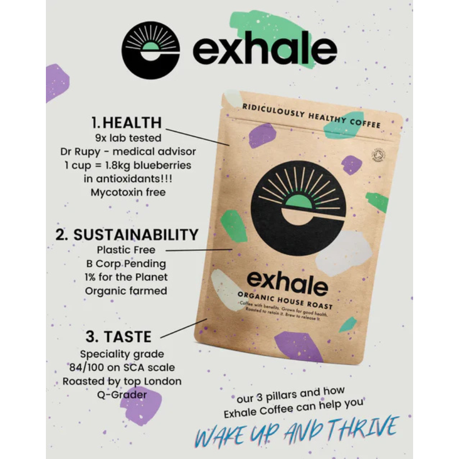 Kaffi, koffeinlaust malað, 450 gr - Exhale