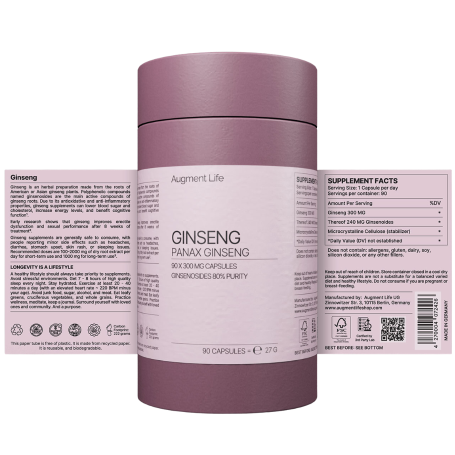 Panax Ginseng 300 mg, 90 hylki - Augment Life