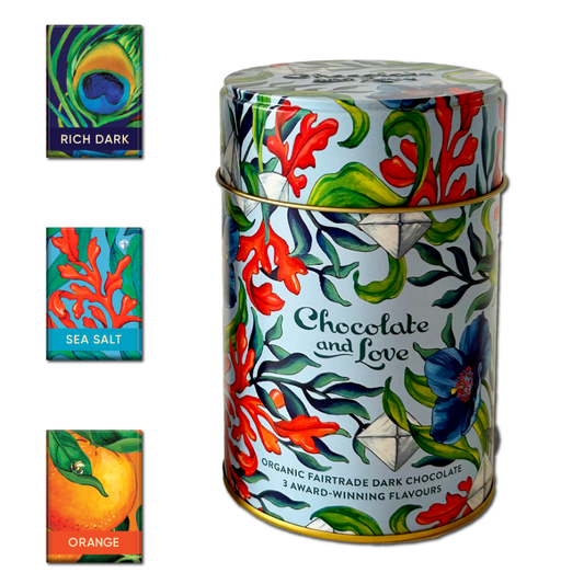 Sjávarsalt Gift Tin, úrval af litlum súkkulaðimolum. Chocolate and Love