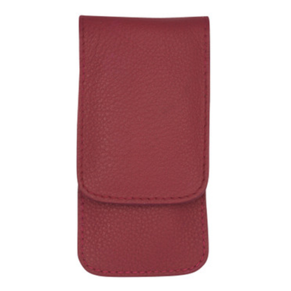 Ferða snyrtisett, 3 hlutir, rautt leðurhulstur