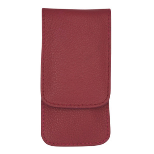 Ferða snyrtisett, 3 hlutir, rautt leðurhulstur