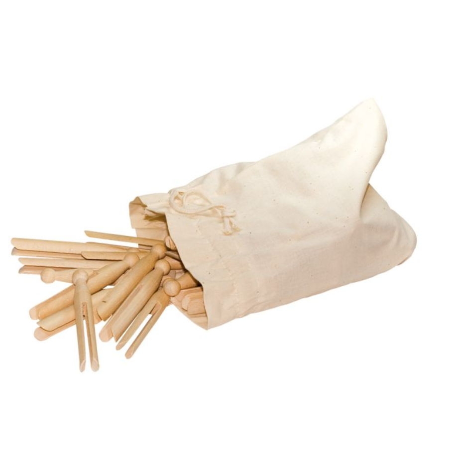 Stormklemmur (gamaldags þvottaklemmur ) 25 stk. Í bómullarpoka