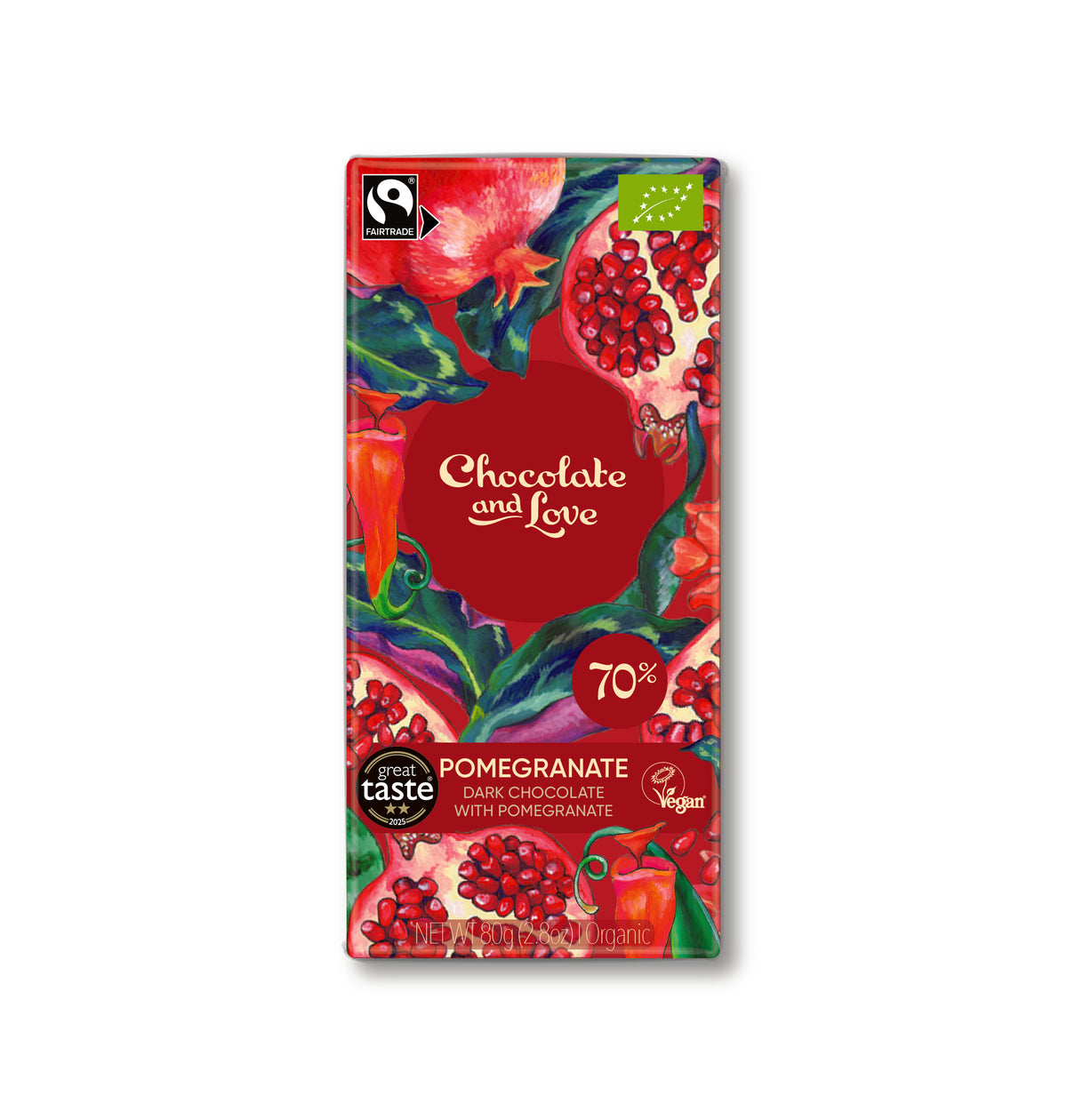 Granatepli 80 gr. 70% Chocolate and Love, lífrænt