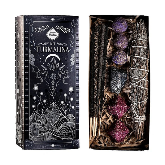 Reykelsis gjafaaskja með Tourmaline kristal- Sagrada Madre