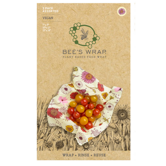 Bee's Wrap - VEGAN -þrjár í pakka -S,M,L. blóma