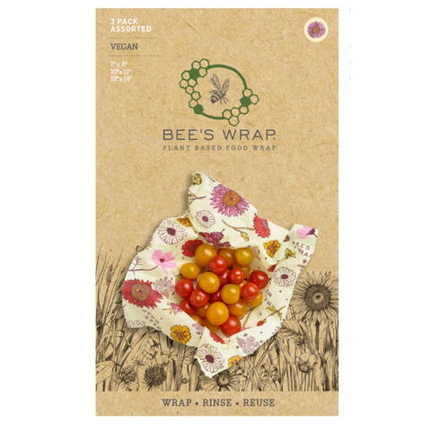 Bee's Wrap - VEGAN -þrjár í pakka -S,M,L. blóma