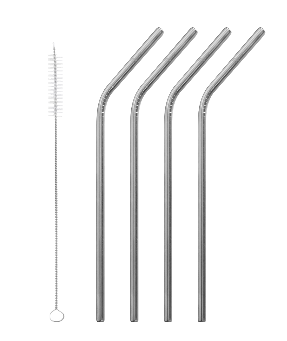 Bogin sogrör, 4 í pk. með bursta, 21 cm. Burstað stál