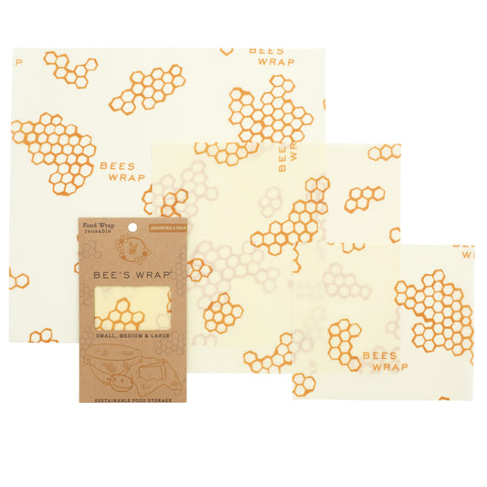 Bee's Wrap - þrjár í pakka -S,M,L. Býflugnamunstur